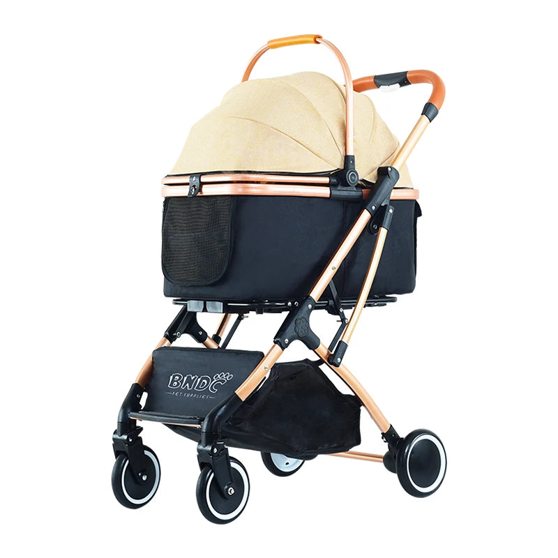 Fashion Foldable Pet Stroller with Detachable Carrier and Wheels Expandable Design for Dogs Button Closure