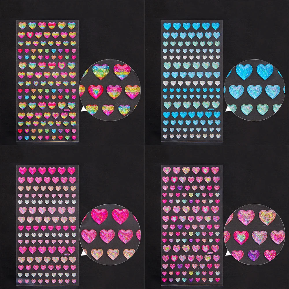 Glitter Magic Crystal Love Star Sticker 3D Shiny Gem Three-Dimensional Sticker Phone Notebook Diary DIY Gift Decoration For Girl