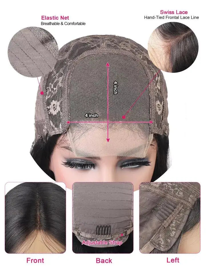 Highlight Human Hair Wigs Body Wave 4x4 HD Transparent Lace Front Wig Pre Plucked Ombre Brown Blonde Vietnamese Hair Wig