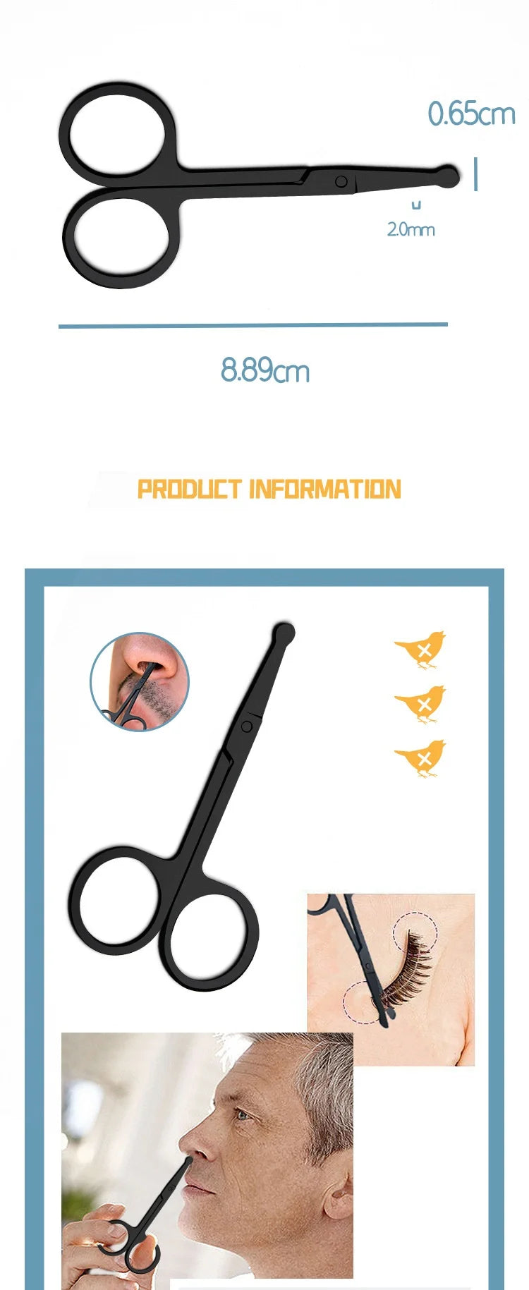 Nose Hair Scissors Mini Stainless Steel Round Head Beauty Trimmer Nose Hair Trimmer Portable Ergonomics Nose Hair Cutter