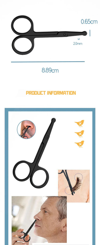 Nose Hair Scissors Mini Stainless Steel Round Head Beauty Trimmer Nose Hair Trimmer Portable Ergonomics Nose Hair Cutter