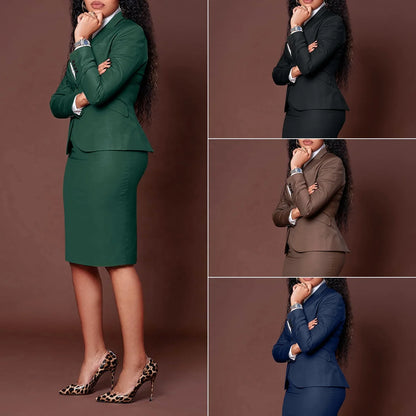 BN359 High Quality Ladies Suits Office Wear Long Sleeve Suit and Slit Slim Skirt Set Two Piece Business Suits for Women