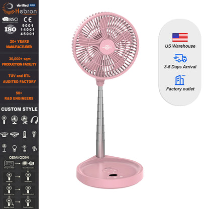 Electric Rechargeable Foldable Camping Fan with Remote Control, LED Lights, and Brushless Motor - Ideal for Outdoor & Hotel Use