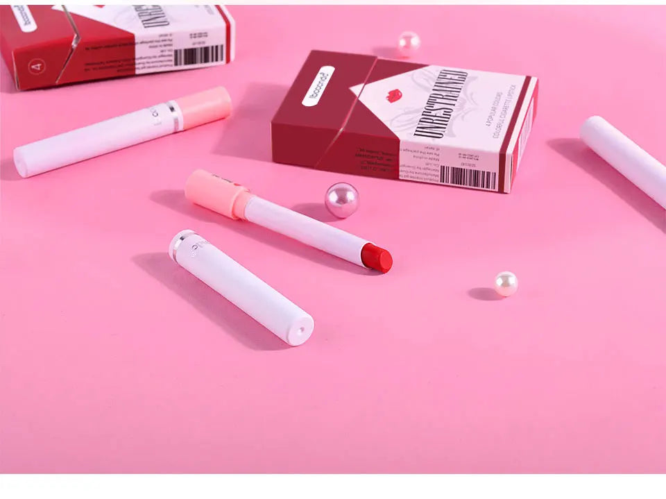 4-Lasting Stick Waterproof Lip Set - Long-Lasting Matte Lipstick with Transparent Finish - Perfect Valentine's Day Gift for Her