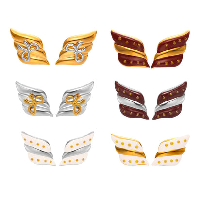 Trendy Real Gold PVD Plated Stainless Steel Stud Earrings Enamel Colors with Bow Design for Women for Parties and Engagement