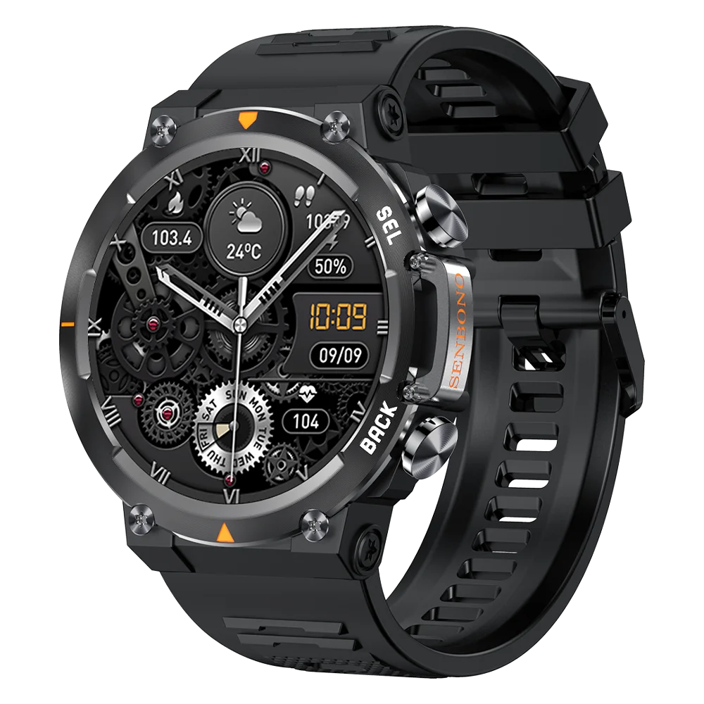 SENBONO MAX18 Outdoor Smartwatch 1.43-inch AMOLED Display Bluetooth Calling Fitness tracker Voice Assistant Men's Smartwatch