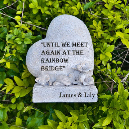Pet Cat-Themed Irregular-Shaped Resin Memorial Stone Hand-painted Engraved Art Statue Rainbow Bridge Inscription Outdoor Model