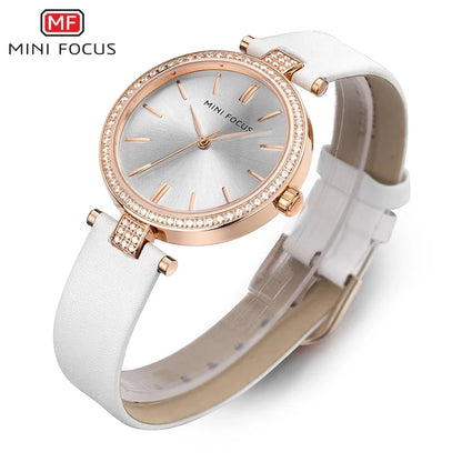MINI FOCUS MF0039L Quartz Watch Design Luxury Waterproof Factory Alloy Case Stainless Steel / Leather Strap for Women Daily Use