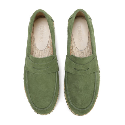 Women's Suede Leather Espadrilles Slip-On Loafers Fashionable Toe Comfortable Flat Shoes Unisex 100% Natural Handmade
