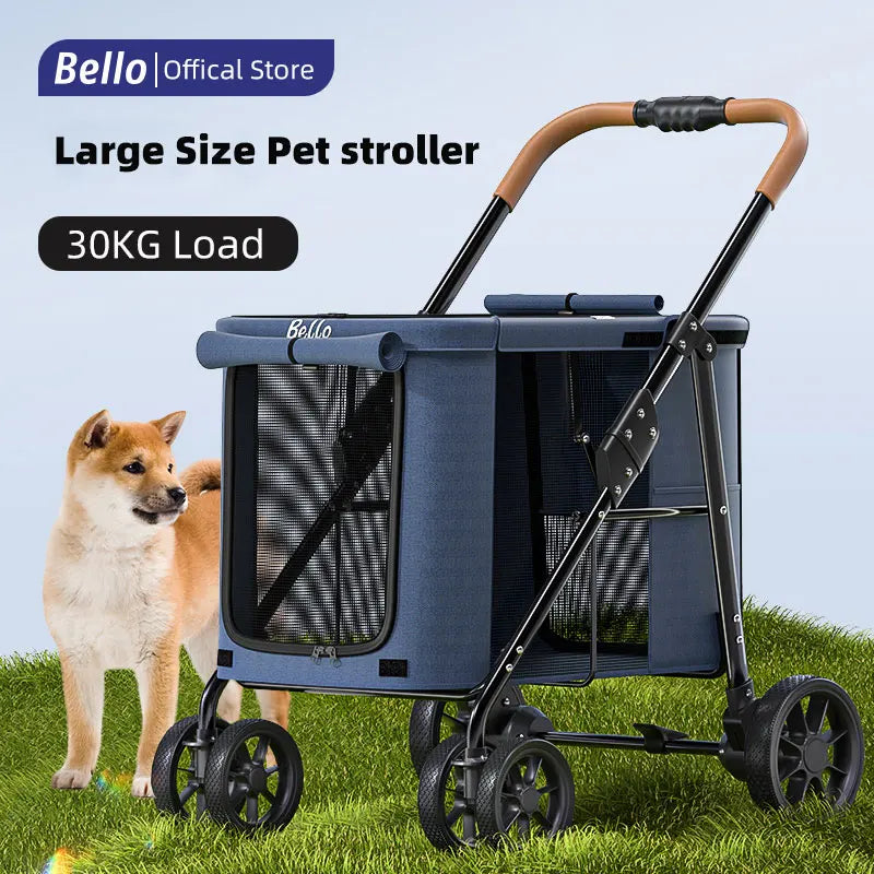(Ready to Ship) Manufacture Pet Product Large Pet Dog and Cat Stroller with One-Hand Easy Fold Trolley