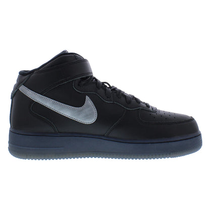 For for Force 1 Mid PRM Unisex Shoes Black/Metallic Silver Size 6.5 Luxury Sporty Fashion Sneakers Mesh Lining MSS-DX3061001