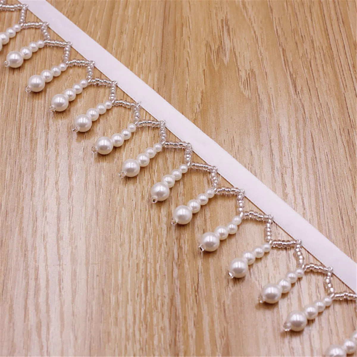 1 Yard Tassel Fringe Lace Pearl Beaded Edge Trim Ribbon Handmade Sewing DIY Craft Accessories