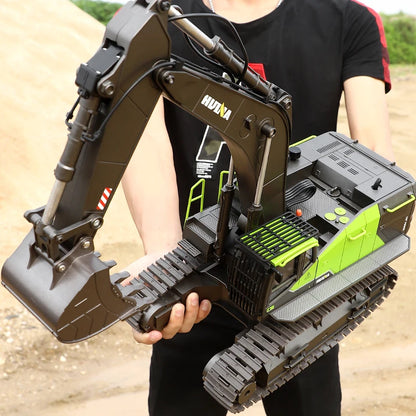 Hot Selling Huina 1593 RC Excavator Metal 1/14 Dumper Truck Crawler Alloy Tractor Loader 2.4Ghz RC Car for Kids Toys Charger