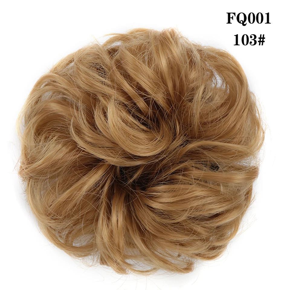 LUPU Synthetischer Haarknoten, unordentliche Haargummis mit Gummiband, natürliche, falsche Haargummistücke, Pferdeschwanz, farbig, Schwarz, Lila, Rosa, Grün