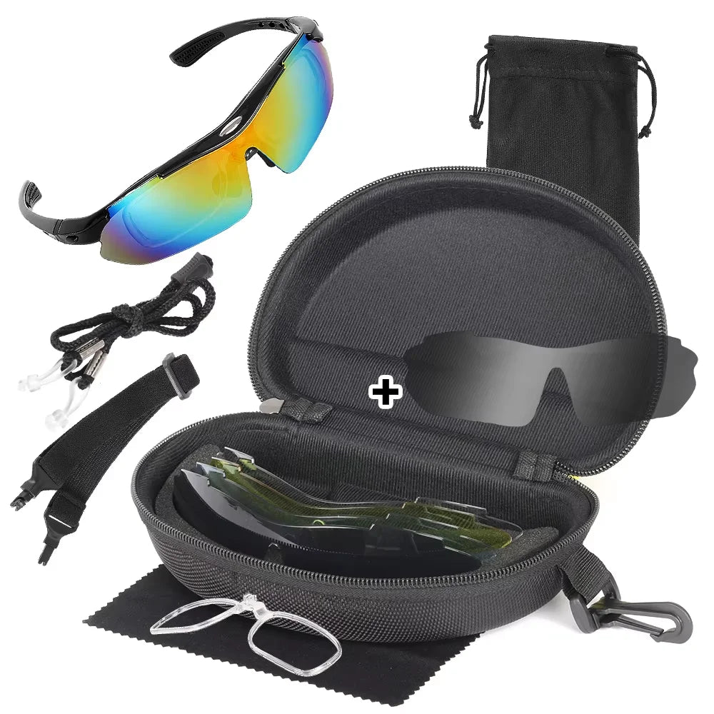 Wholesale Cycling Glasses Polarized Sports Sunglasses with 5/6 Interchangeable Lens for Bike Outdoor Windproof UV400 Protection