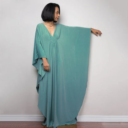 Trendy Design Knot Beach Maxi Dresses Solid V Neck Women Dress Clothing