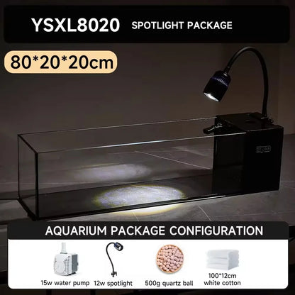 Wholesale 20 Gallon Ultra Clear Low Iron Glass Betta Aquarium Kit  Desktop Fish Tank Decoration with Water Pump and LED Light