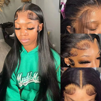 Qeenfy Hair UpGrade Bleached Knots Transparent Brazilian Human Hair Wigs Straight 200 Density 6x4  Wigs for Woman