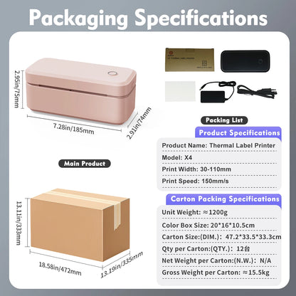 W-Marklife X4 Imprimante Shipping Portable Thermal Label Printer Business 4x6 Inch ROHS Certified USB/Wireless Warehouse Use