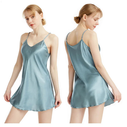 Home Sleeping Dress Women's Over Hip Hanging Strap Colored Loose Large V-Neck Sexy Back Layup Short Skirt