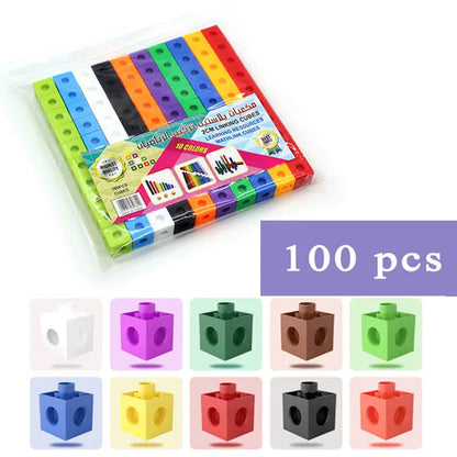 Montessori Rainbow Link Cubes Educational Toys Boxed Card Set Math Counting Learning Stacked Blocks Sensory Games Children Toys