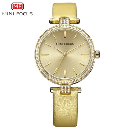 MINI FOCUS MF0039L Quartz Watch Design Luxury Waterproof Factory Alloy Case Stainless Steel / Leather Strap for Women Daily Use