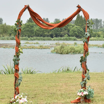 70X500cm Rust Chiffon Wedding Arch Draping Fabric Terracotta Solid Drapery Ceremony Reception Backdrop Curtain Party Swag Decor