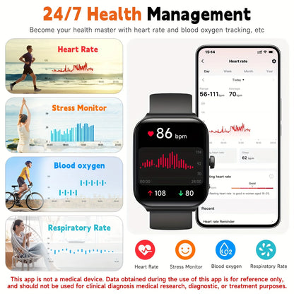 Smart Watch for Men Women With Alexa Built-in, 1.95" Smartwatch With Wireless Call, 100+ Sport Modes, Fitness Activity Tracker
