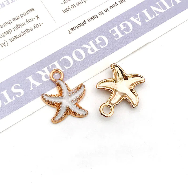 Hot Sale Natural Crafts Alloy Ocean Starfish Conch Seashell Enamel for DIY Nautical Jewelry Making Home Decoration