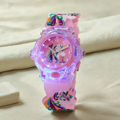 USA Stock Princess Girls Kids Watches Luminous Electronic Digital LED Light up Rubber Strap Clock Student Gift Fast Delivery