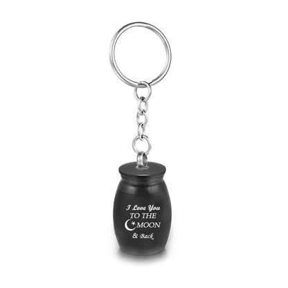 Moon Star Pendant Mini Cremation Engraved Urn Keychain Memorial Pet Human Ashes Funeral Keepsake Key Ring Jewelry for Men Women
