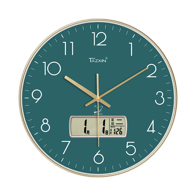 Modern Round ABS High Quality Plastic Multifunctional LCD Analog Scenic Electric Living Room Sports Wall Clock Large Display