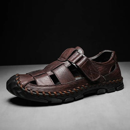 Top Quality Fashion Summer Slippers Cow Leather Material Sandals for Men Anti-Slippery