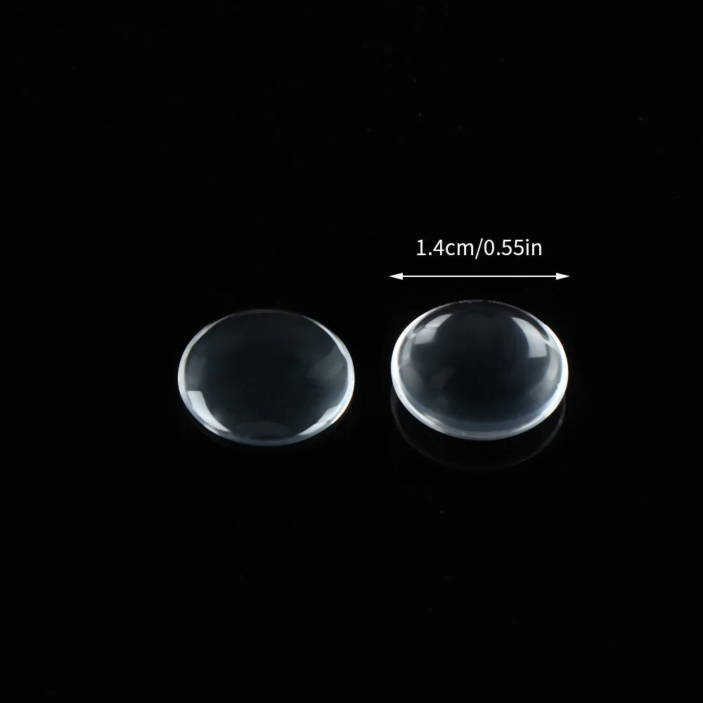50Pcs 14mm Round Glass Eye Chips Transparent Doll Eye Patch DIY Scrapbooking Crafts Doll Eyeballs Accessories
