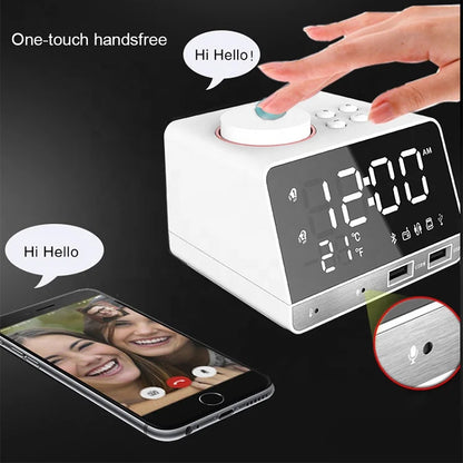 Alarm Clock for Hotels BT Speaker Creative Digital Music Desk Clock Display Radio with Dual USB Support U Disk TF Card FM