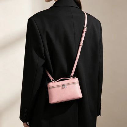 Signature Chic Lunch Bag Versatile Single-Shoulder Pu Cosmetic Bag Women Niche Elegant Crossbody Box Purse Zipper Small