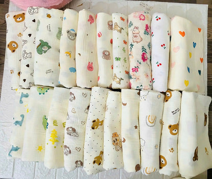 Safe Soft Eco-friendly Hypoallergenic Baby Textile Design Woven Muslin Cotton Burp Cloth Newborns 20x20cm Rectangle High-quality