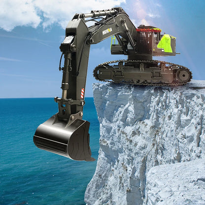 Hot Selling Huina 1593 RC Excavator Metal 1/14 Dumper Truck Crawler Alloy Tractor Loader 2.4Ghz RC Car for Kids Toys Charger