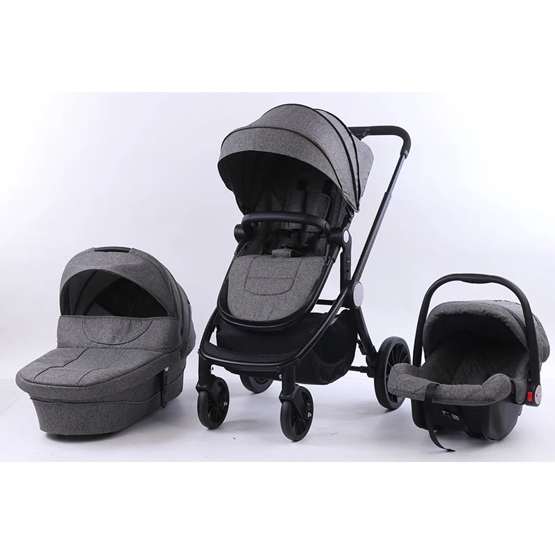 Portable 4-in-1 Baby Stroller with Adjustable Footrest and PU Wheels Sleeping Cot Carrying Basket-for Wholesaling