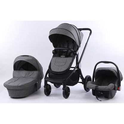 Portable 4-in-1 Baby Stroller with Adjustable Footrest and PU Wheels Sleeping Cot Carrying Basket-for Wholesaling