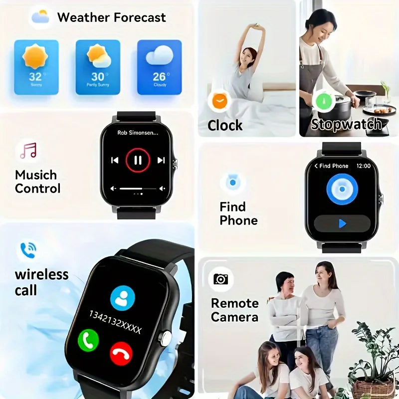 New Fashionable Smartwatch, Compatible with IPhone/Android Phones, Information Phone Reminders, Built-in Microphone for High