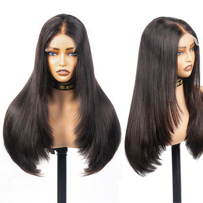 Free Shipping 250% Density Full End Thick Layered bob Wig 5x5 hd Lace Closure Cuticle Aligned Raw Virgin Human Hair Wig