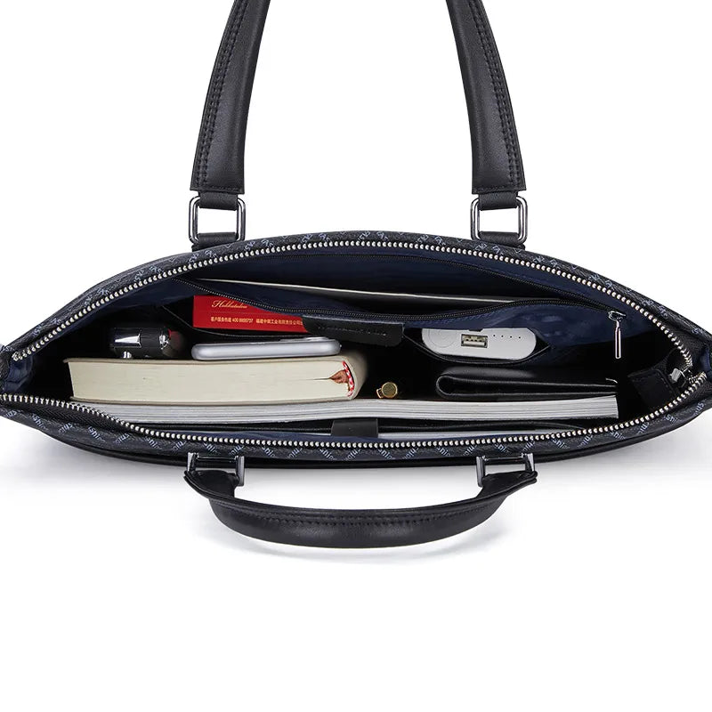 Business Men Office Bag Casual Men Briefcase Leather Laptop Bags Luxury 14 Inch Laptop PVC Briefcase Bag