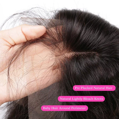 High Quality Glueless 4x4 13x4 Lace Frontal Full HD Wigs Black Women's Raw Human Hair Long Go Bleach Knots Straight Body Wave