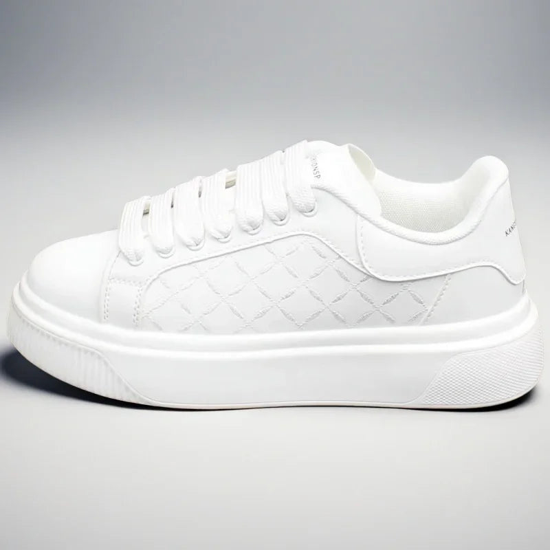 Men's White Sneakers Inside Elevating Couple Board Shoes Leather Casual Trainers