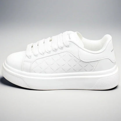 Men's White Sneakers Inside Elevating Couple Board Shoes Leather Casual Trainers