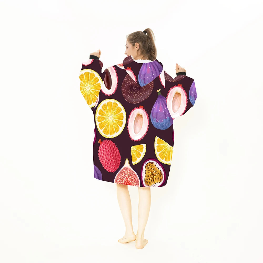 Oodie Custom Oversized Sherpa TV Hooded Blanket Wearable Fleece Knitted Blanket with Logo