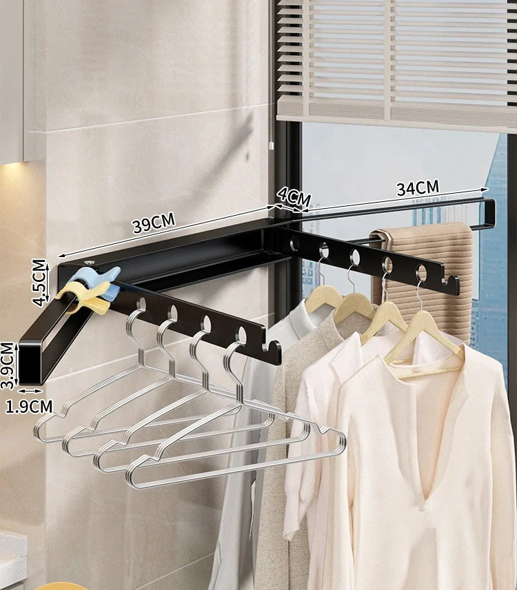 Wall Mounted Collapsible Folding Towel Drying Rack Retractable Clothes Hangers Balcony Laundry Airer Foldable Clothes Dryer