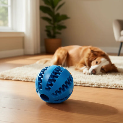 Elegate Mas.05.2 Manual Pet Feeder Ball Rounded Dogs Cats Plastic Interactive Food Dispensing Toy Indoor Use Solid Blue Co