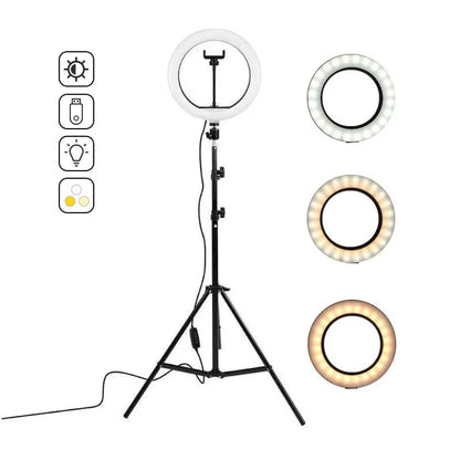 10" LED Selfie Ring Stuido Light Home Lighting Dimmable Round Lamp Tripod Trepied Makeup Selfie Ring Lamp Phone LIGHT FOR VIDEO
